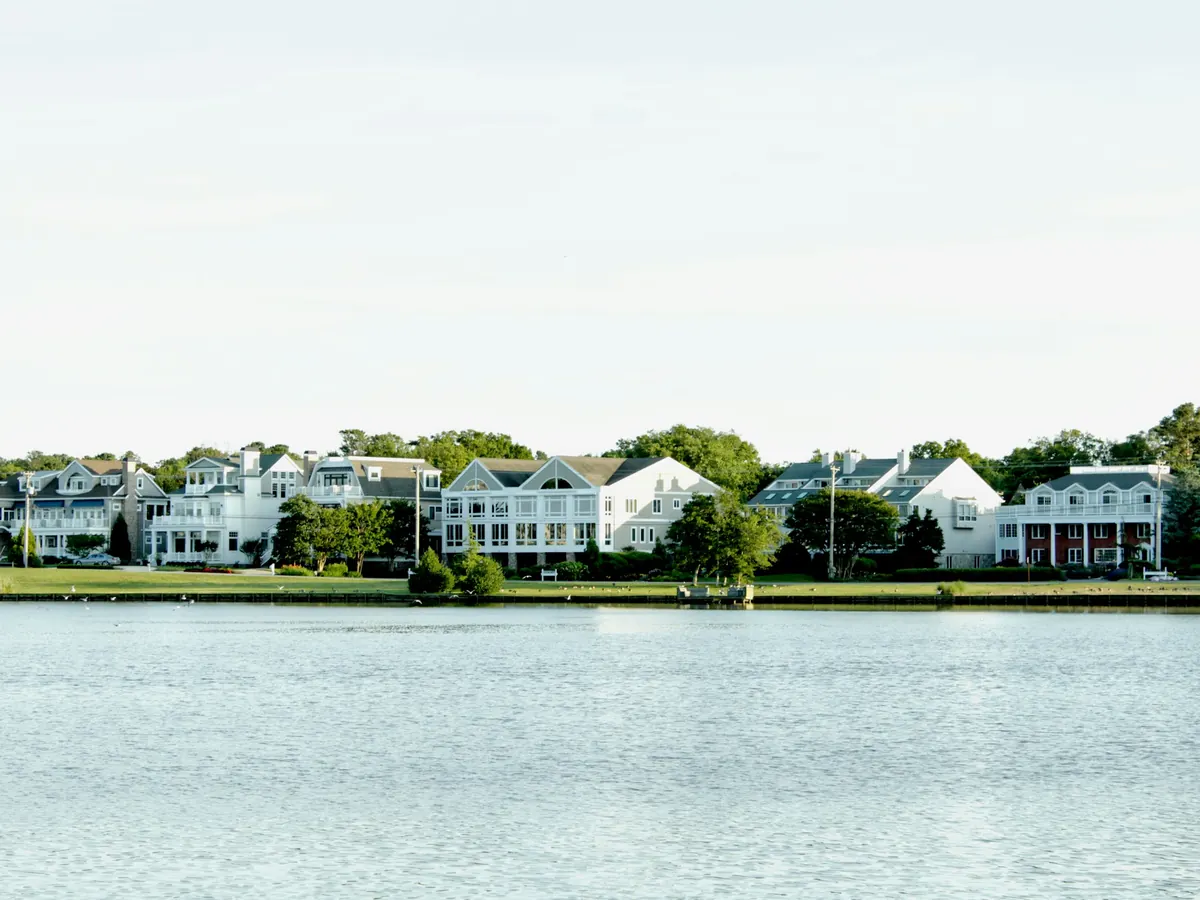 Waterfront homes along the New England coast